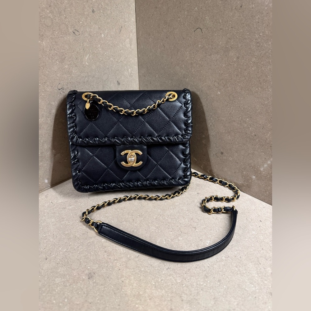 Chanel Black Calfskin Braided Mini My Own Frame Flap Black